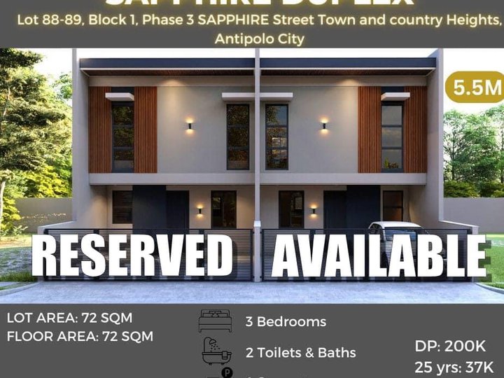 pre selling 3 bedroom duplex house for sale in antipolo city