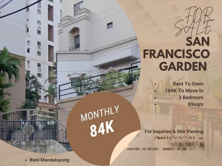 89.00 sqm 3 BR  Condo For Sale in Mandaluyong near Greenfield/Mandaluyong/Ortigas