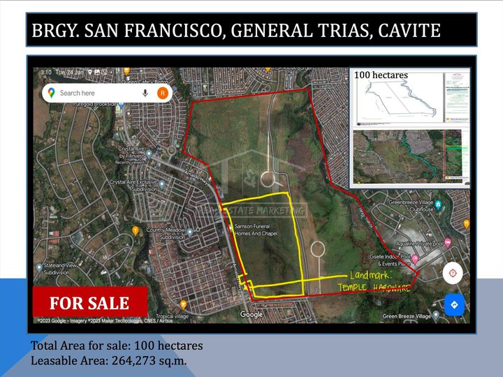 100 hectares commercial lot for sale
