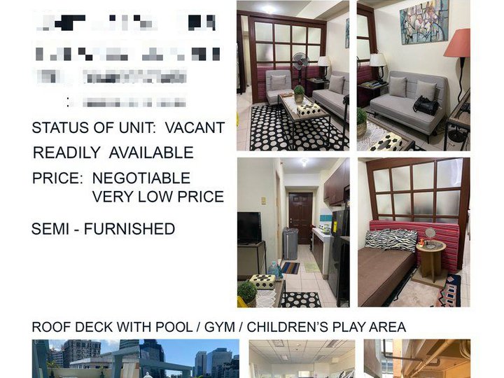 Ready For Occupancy 25.70 sqm 1-bedroom Residential Condo For Sale By Owner in Ortigas Pasig