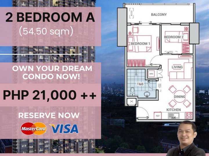 2 Bedroom 54.50sqm Pre-selling Residential condo for sale in Quezon City The Erin Heights