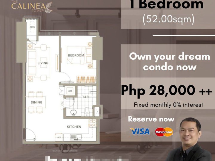 Pre-selling 52.00sqm 1 Bedroom condo for sale in Caloocan City The Calinea Tower