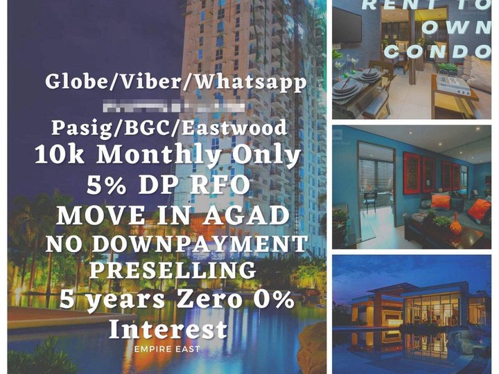 LOWEST STUDIO 10k monthly RFO Ready 1BR PASIG MOVEIN RENT TO OWN BGC