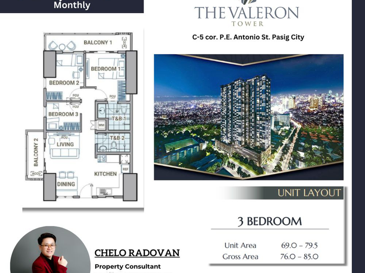 53.50 sqm 2-bedroom Condo For Sale in Pasig Metro Manila