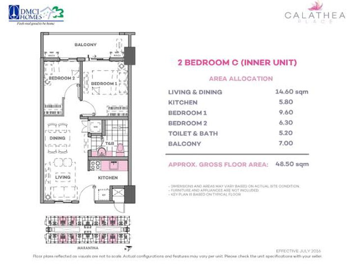 48.50 sqm 2-bedroom Condo w/Parking For Sale in Paranaque Metro Manila