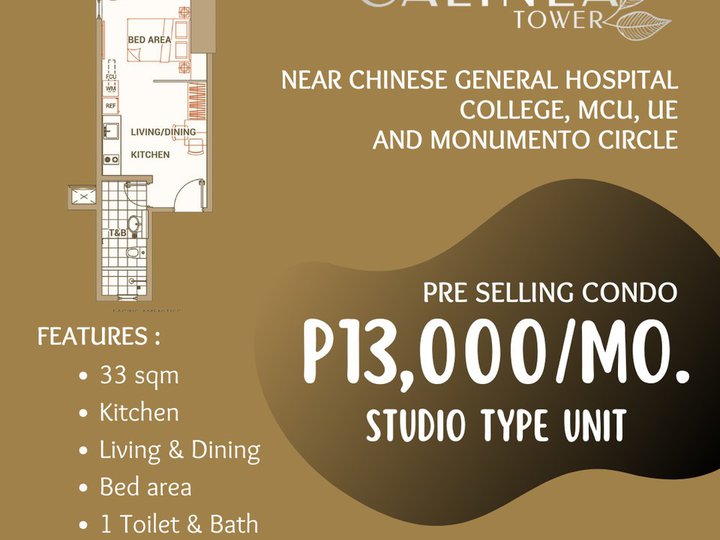 33.00 sqm studio typ unit condo for sale in Caloocan metro manila