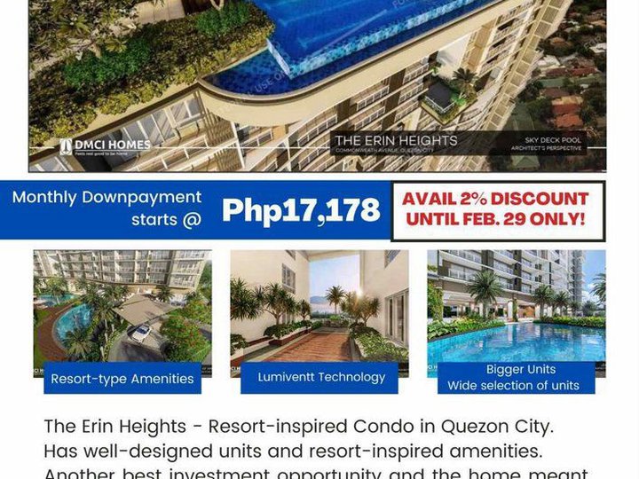 Studio Unit for Sale at The Erin Heights in Quezon City