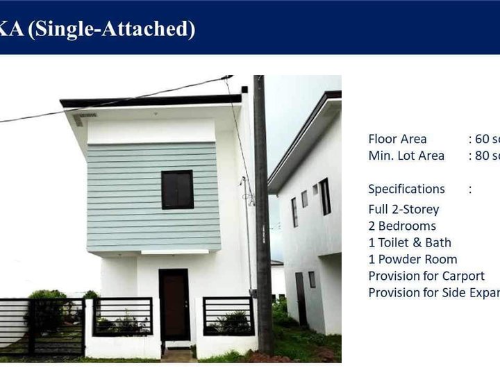 2-bedroom Single Attached For Sale in Trece Martires Cavite