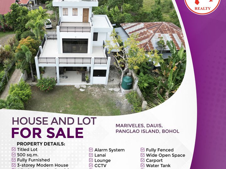 3-Storey House and Lot For Sale in Dauis, Panglao Island, Bohol