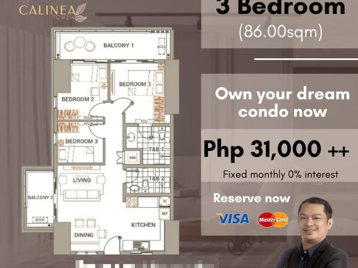 Pre-selling 86.00sqm Residential 3 Bedroom Condo for sale in Caloocan