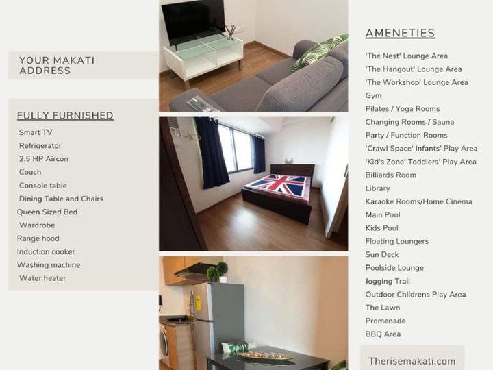 28.00 sqm 1-bedroom Condo For Rent in Makati Metro Manila