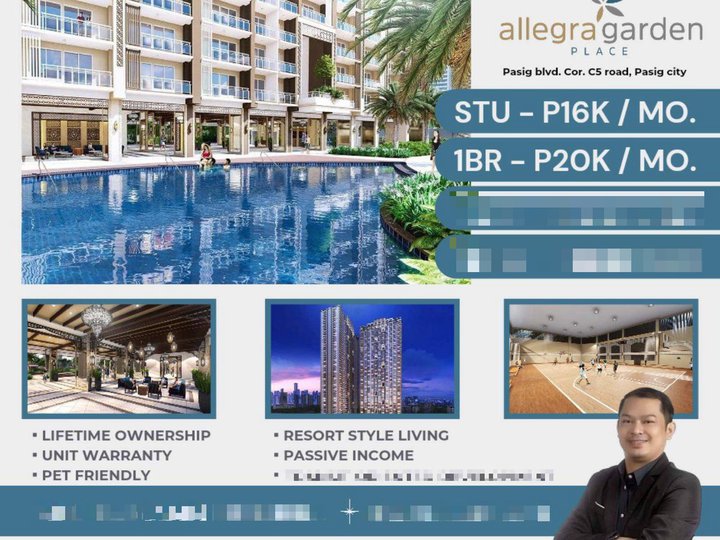 Allegra Garden Place 55.00sqm 2 Bedroom Residential condo for sale in Pasig City