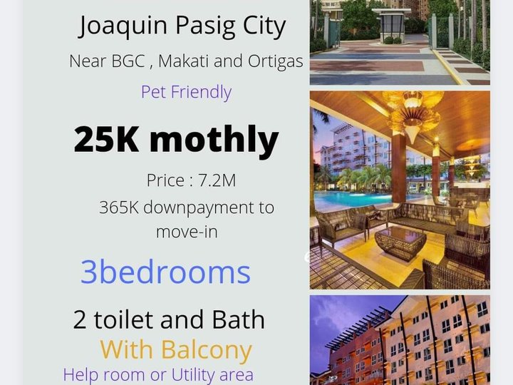 3 bedrooms with balcony 25K monthly near BGC Makati and ortigas