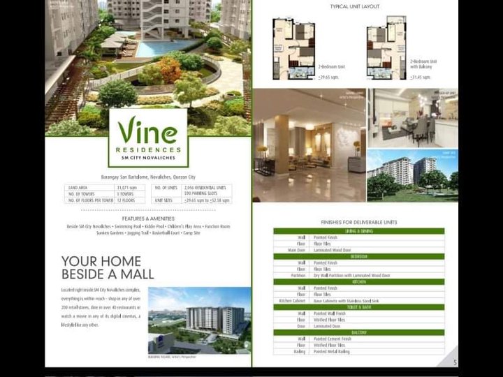 SMDC VINE RESIDENCES READY FOR OCCUPANCY 2br unit  NOVALICHES FOR SALE