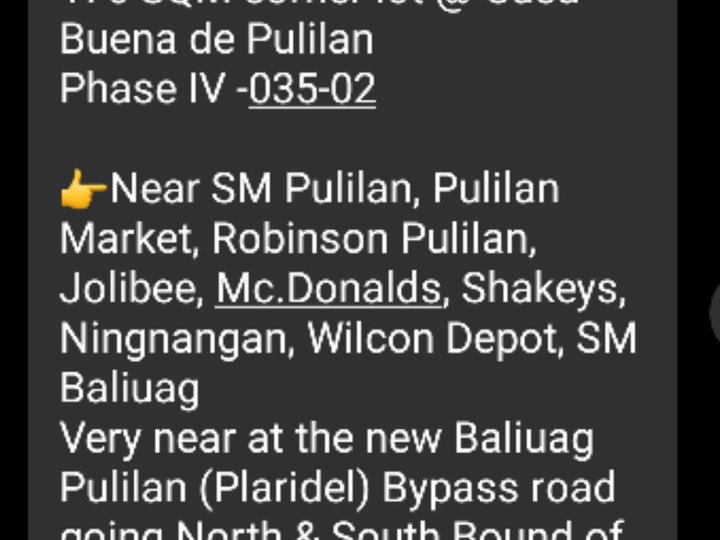 For Sale.  Corner lot area inside subdivision  pulilan bulacan