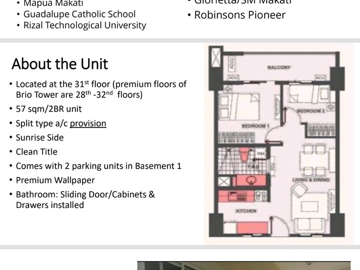 Condominium with 2 parking slots in Makati City.