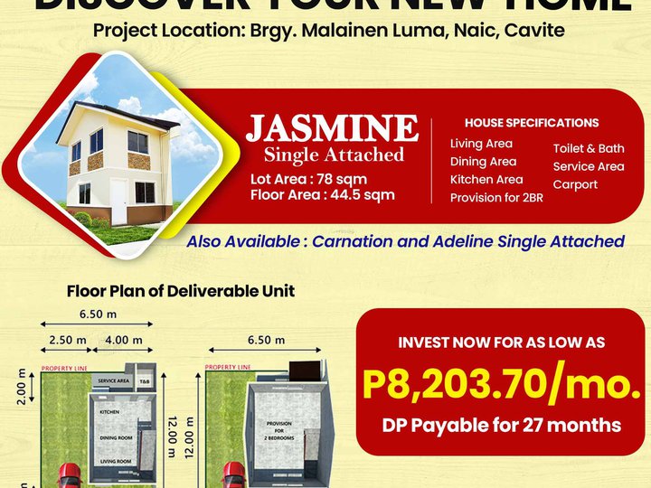 Single Attached  House and Lot for Sale in Naic Cavite (2bedroom provision)