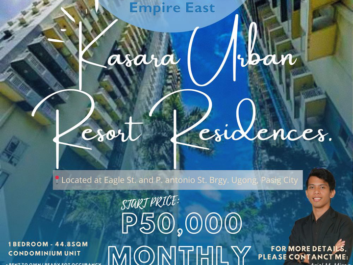 44.80 sqm 1-bedroom Condo For Sale at Kasara Urban Resort Residences in Pasig Metro Manila