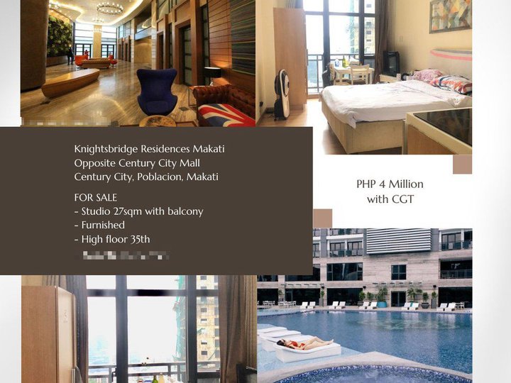 Studio Condo for Sale in Knightsbridge Residences Makati