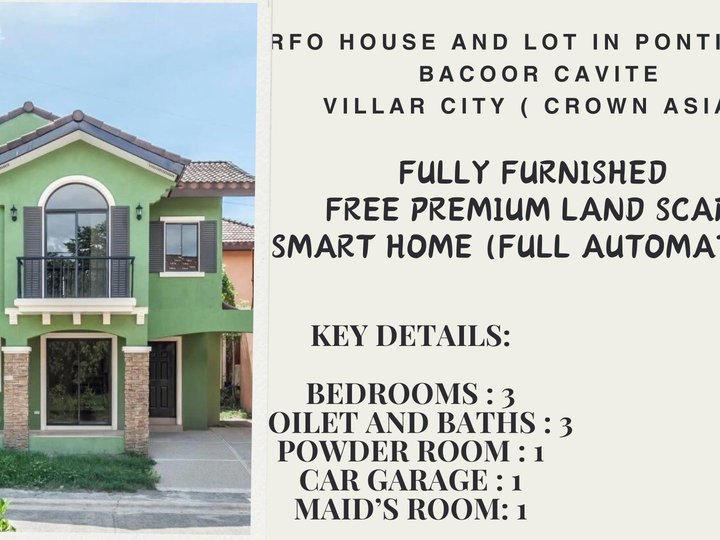 For Sale Fully Furnished House and Lot In Ponticelli Daang Hari [House