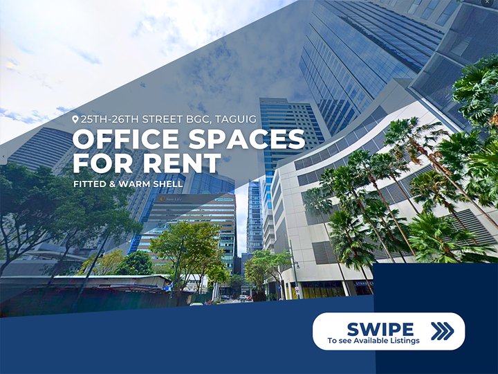 For Rent: 1,200k/SQM Office Space in BGC, Fort Bonifacio, Taguig along 25th & 26th