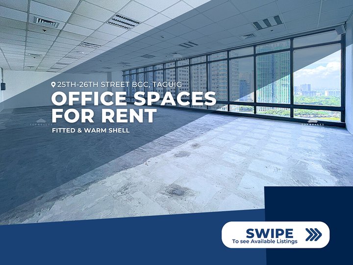 Prime Office for Rent in Fort Bonifacio, Taguig  Warm Shell, 1,200/sqm!