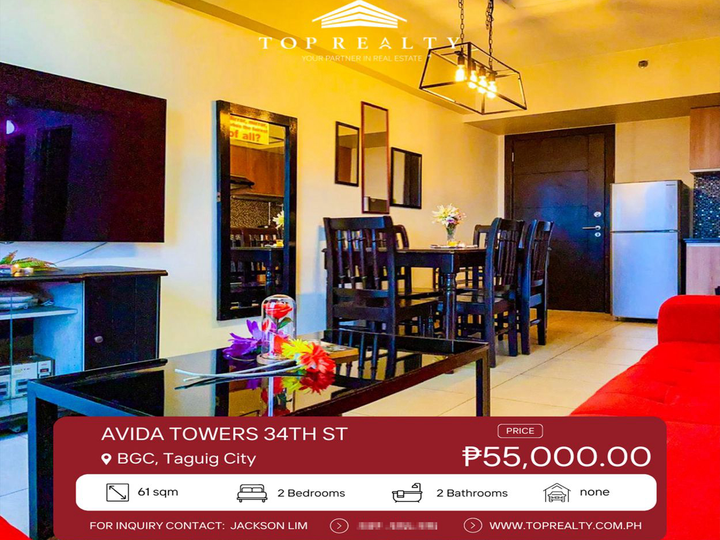 2-Bedroom 2BR Condo for Rent in BGC, Taguig at Avida Towers