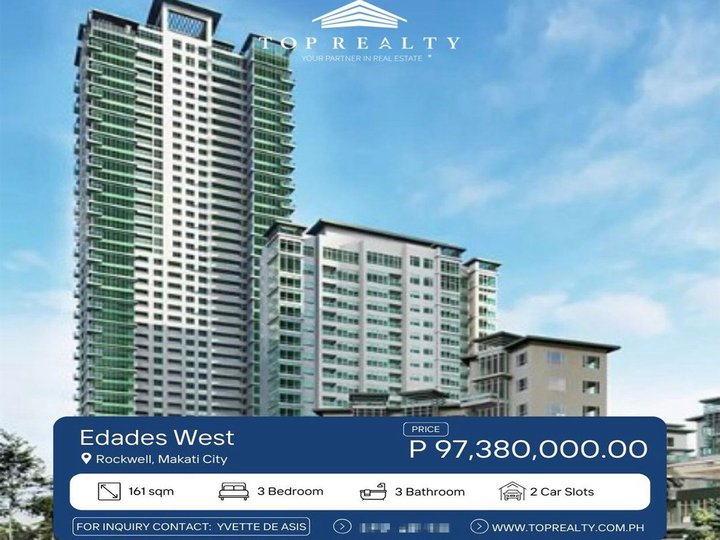 Rare 3 Bedroom Condo for Sale in Edades West along Rockwell, Makati