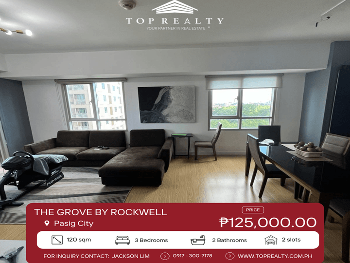 For Rent: 3 Bedroom 2BR Condo in Pasig City  at The Grove by Rockwell