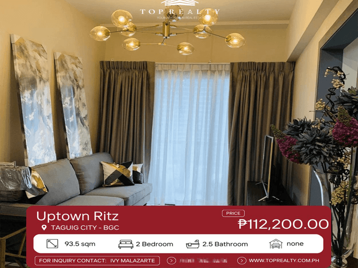 For Rent: 2 Bedroom 2BR Condo in BGC, Taguig at Uptown Ritz