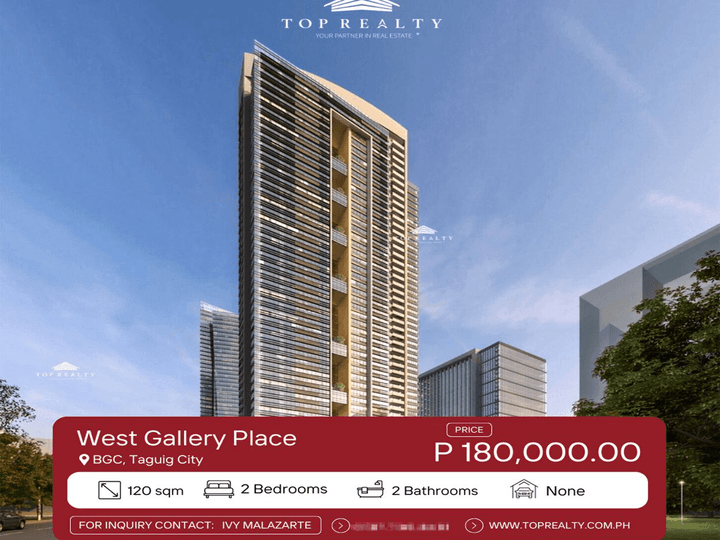 Brand New 2 Bedroom Condo for Lease in West Gallery Place, BGC, Taguig