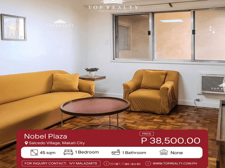 1BR 1Bedroom Condo for Rent in Nobel Plaza, Makati City near Ayala Ave