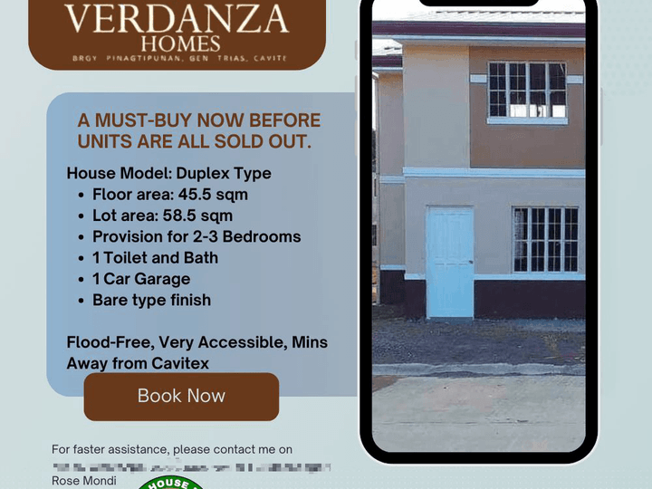 Verdanza Homes ; 2-bedroom Duplex House For Sale in General Trias