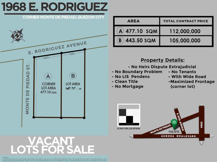 447.1 sqm Commercial Property Lot For Sale in E. Rodriguez Cubao Quezon City