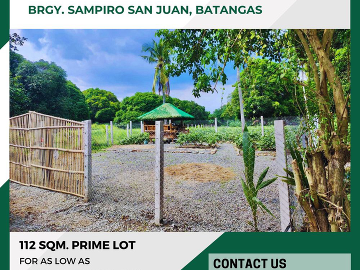 112 sqm Residential Lot For Sale with free Kubo and Fence in San Juan Batangas