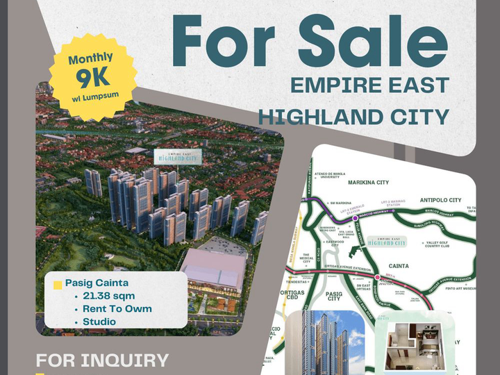 Studio Condo For Sale in Pasig Metro Manila Rent To Own