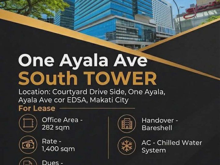 Grade A Office Space for Lease in One Ayala South Tower, Makati CBD