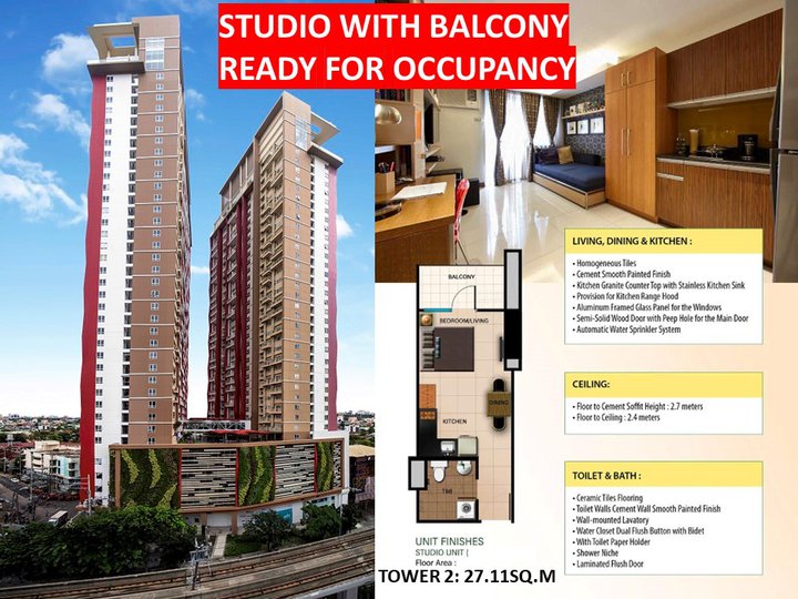 Pasalo 27.11 sqm for Studio With Balcony  @ The Silk Residences