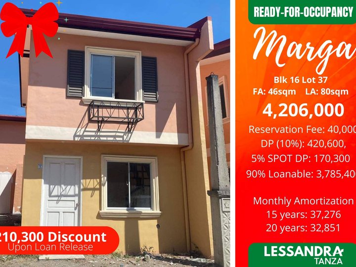 Affordable House and Lot in Tanza Marga 80sqm RFO