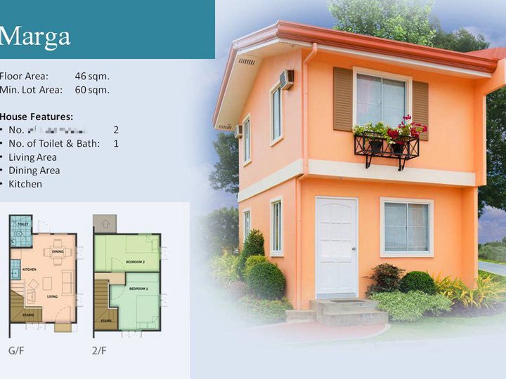 60 sqm Marga RFO 2 Bedrooms House and Lot For Sale in Orani Bataan