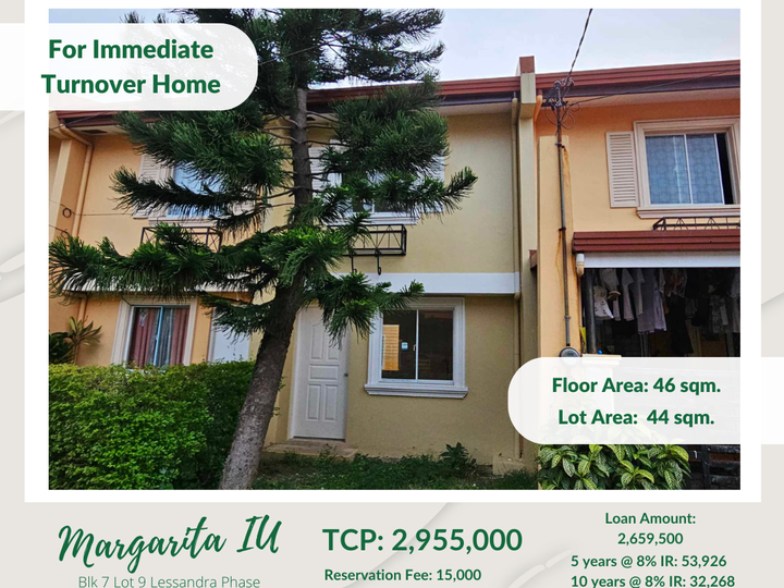 2-bedroom Townhouse For Sale in Santo Tomas Batangas (Margarita IU)