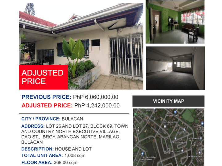 1008sqm lot, 368floor area, Pre-Owned House and Lot for Sale in Marilao Bulacan