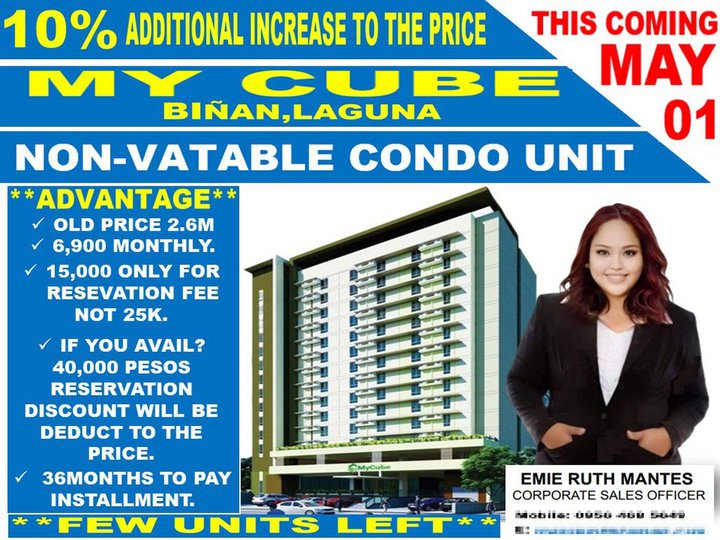 Studio unit for as low as 6,700 a month in Binan, Laguna