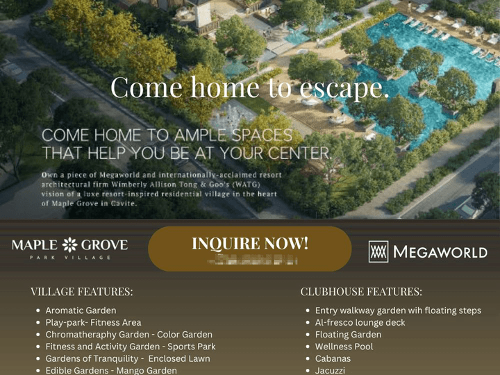 280SQM. Residential Lot Resort-Spa General Trias|Maple Grove Village