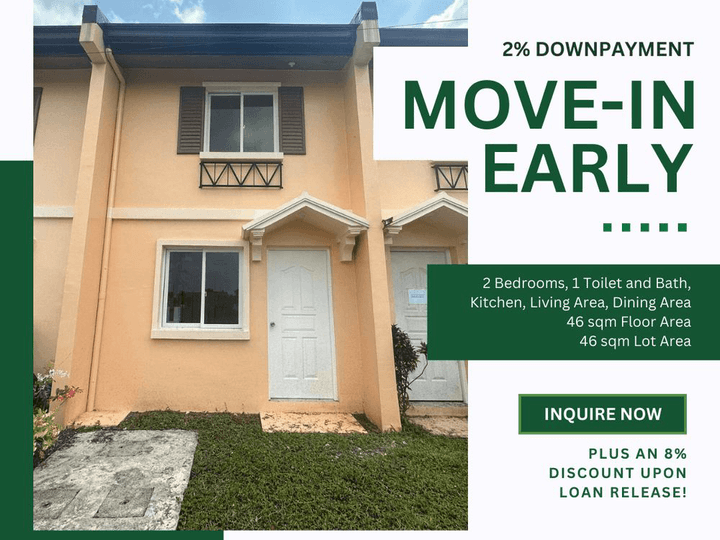 2-bedroom Camella Townhouse For Sale Ready for Occupancy Unit