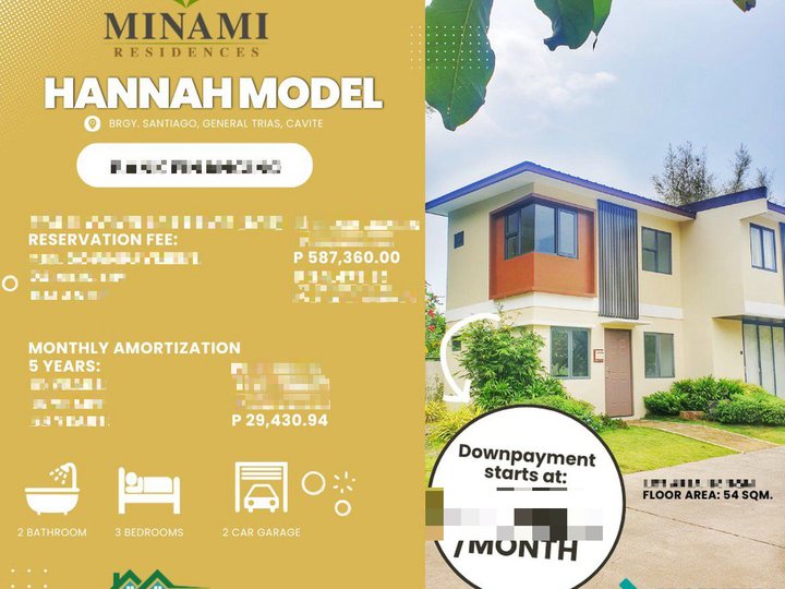 House and Lot For Sale in Minami Residences General Trias Cavite