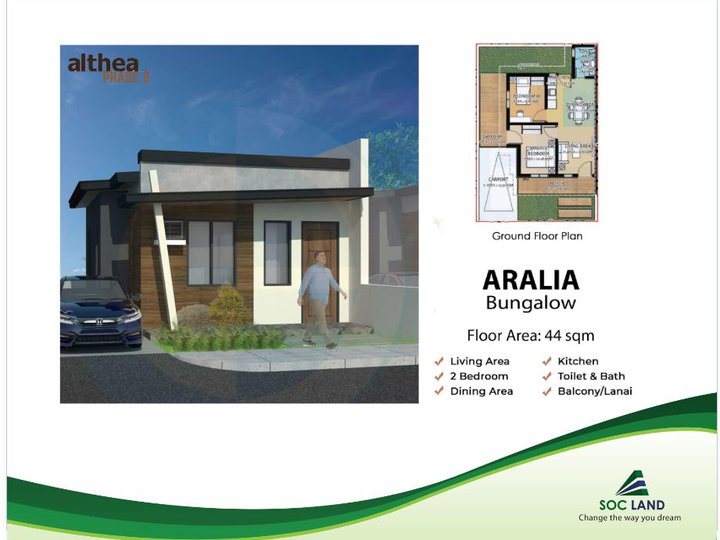 2-bedroom Bungalow For Sale in Binan Laguna Lot Area 122 sq.m.