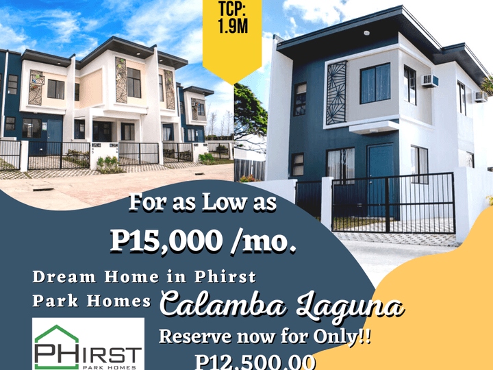 SALE! 2BEDROOM HOUSE AND LOT IN CALAMBA LAGUNA FOR ONLY 15K MONTHLY!!!
