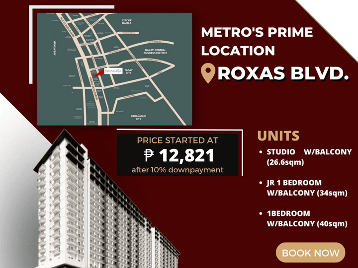 40.00 sqm 1-bedroom Condo For Sale in Roxas Blvd. Pasay City