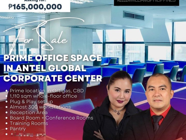 FOR SALE! Rare Fully Furnished 1,110 sqm. Office in Antel Global Corporate Center, Ortigas Pasig!